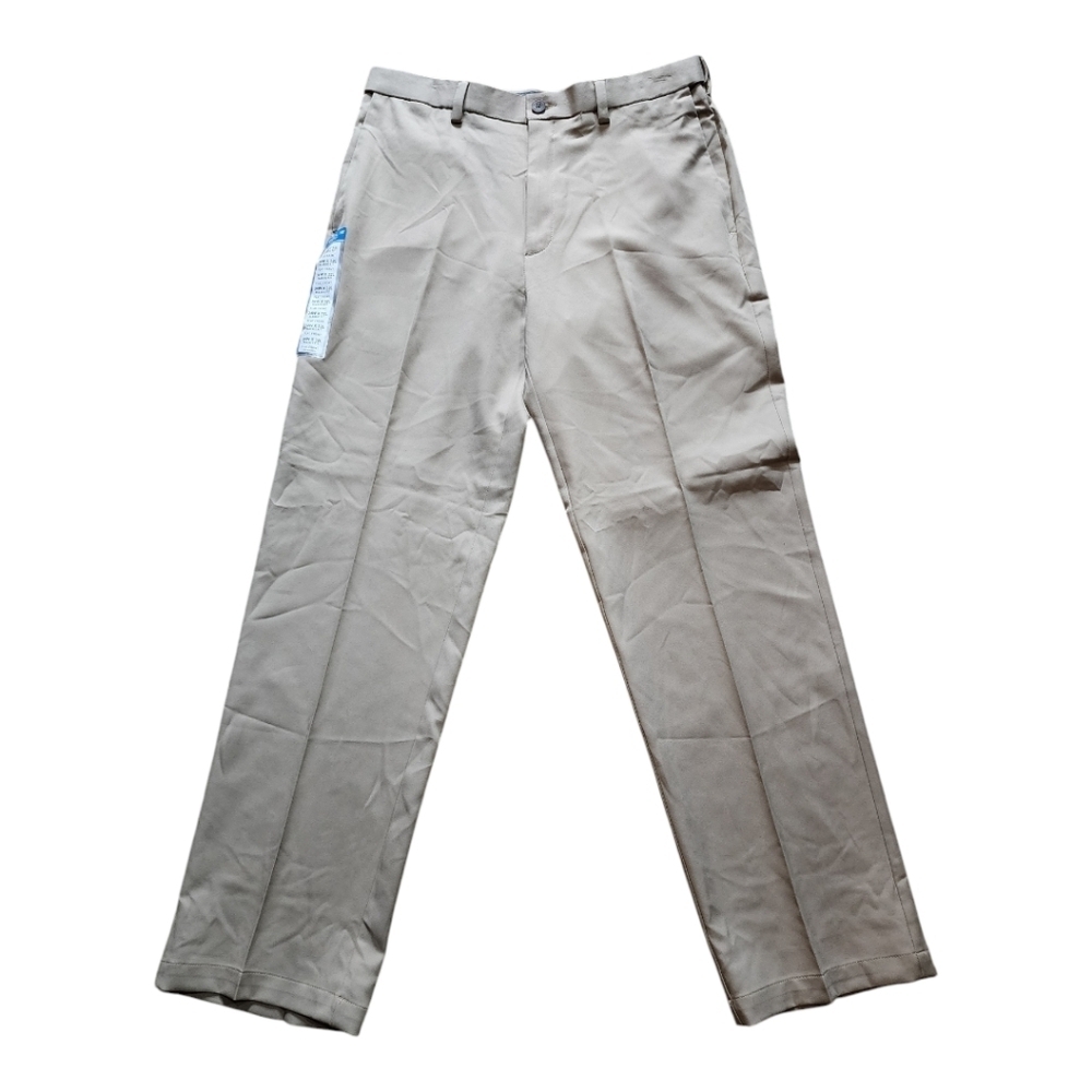 Haggar Cool 18 Pro Classic Fit Khaki Pants 34x32 Comfort Stretch Waistband NEW
